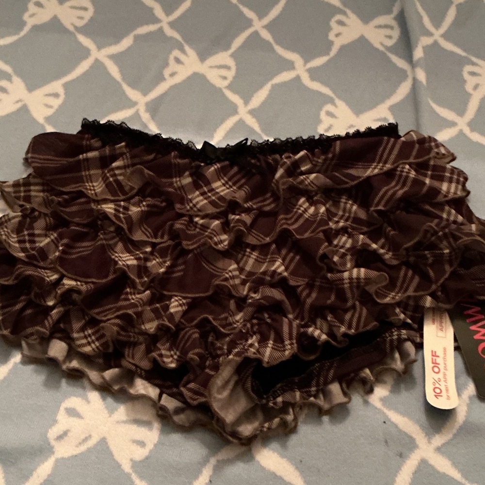 ROMWE Checkered Ruffle Skirt
